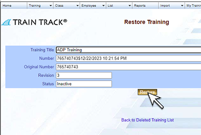 Restore Training