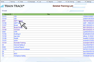 Deleted Training List