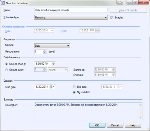 Schedule settings